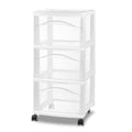 White 3 Tier Portable Plastic Storage Drawer with Wheels W57521