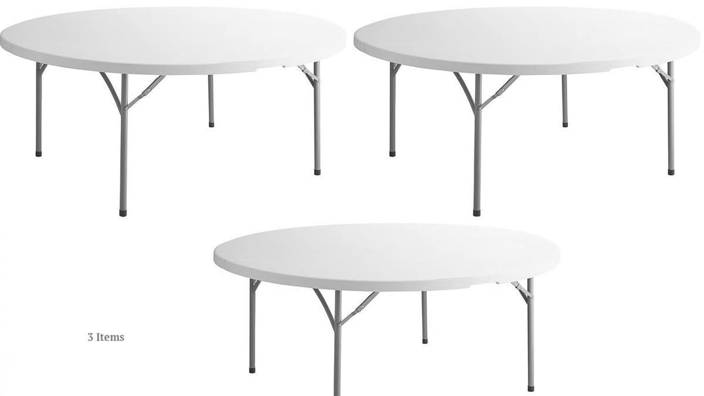 White 6-ft Plastic Folding Round Table W361756