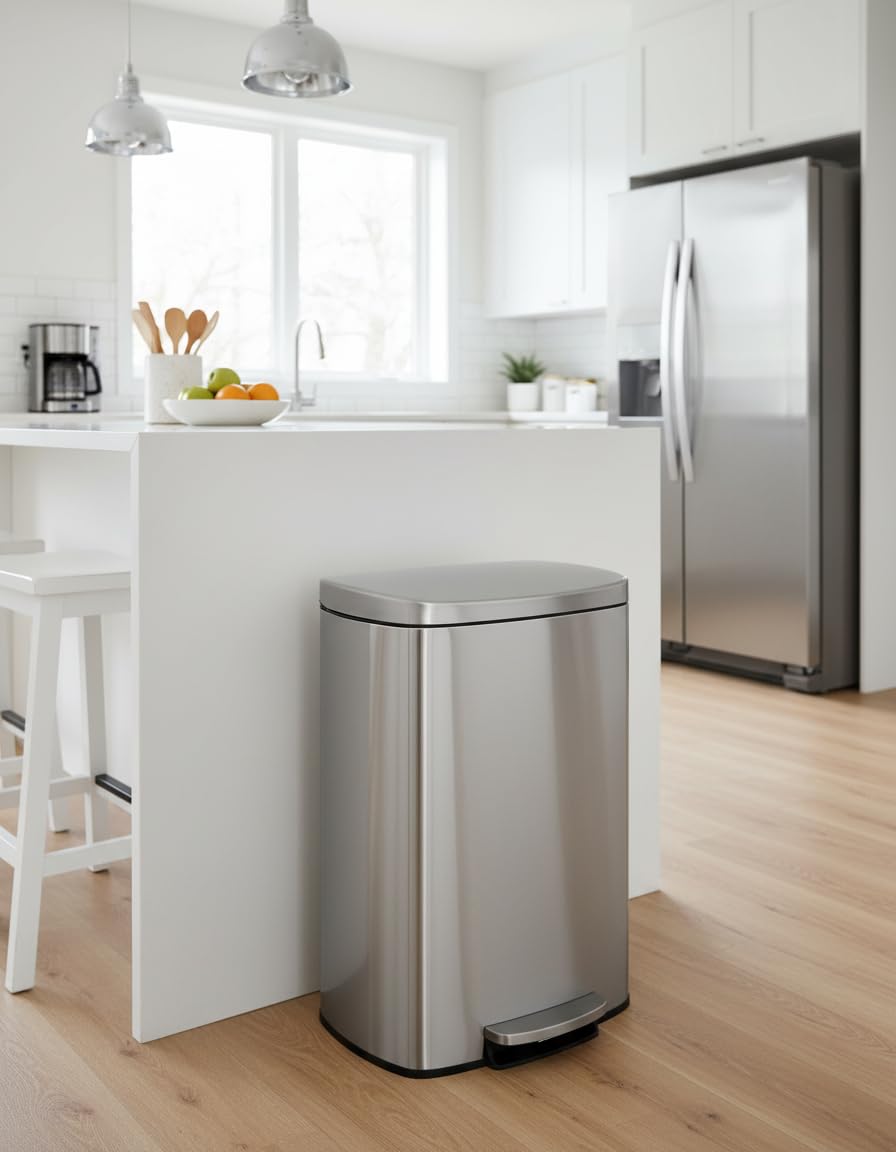 Step-on Stainless Steel Kitchen Trash Can 13 Gal F330699