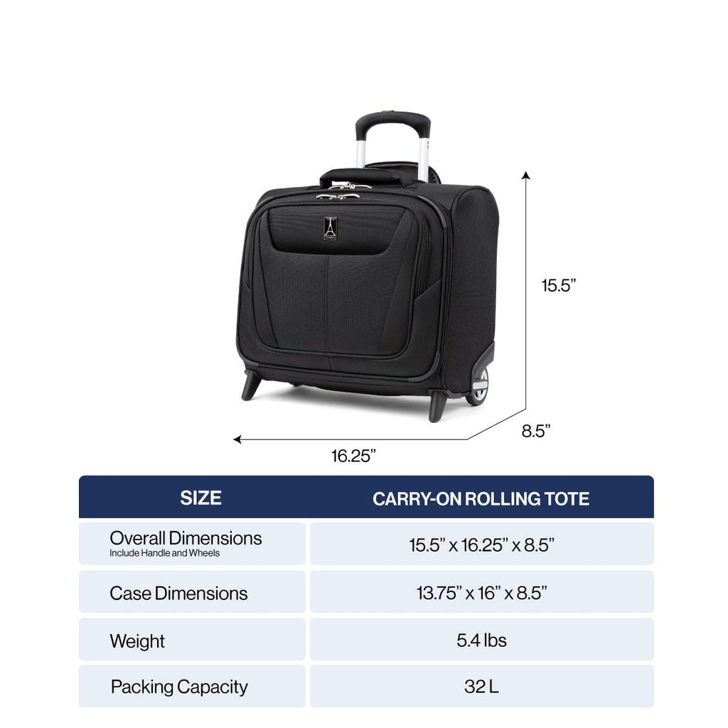 Softside Rolling Underseat Tote, Black, 14-Inch F68393