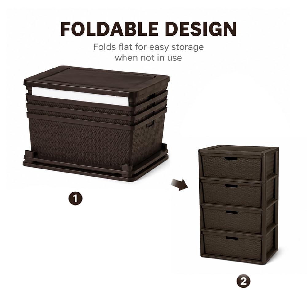 Brown 4 Drawer Plastic Storage Drawers A481