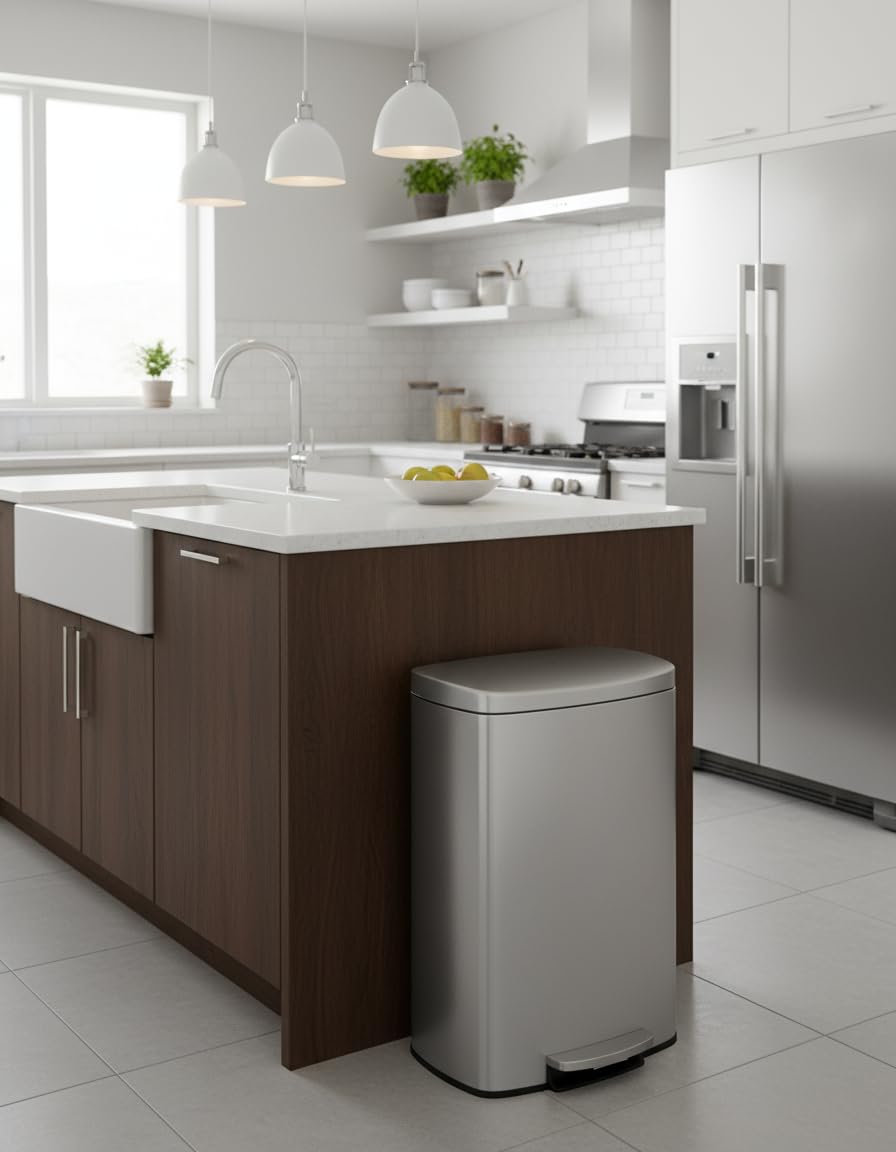 Step-on Stainless Steel Kitchen Trash Can 13 Gal F330699