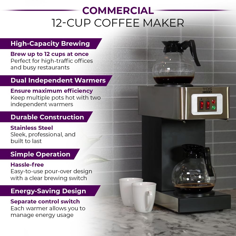 Commercial Coffee Maker, Double 12-Cup Stainless Steel E85430