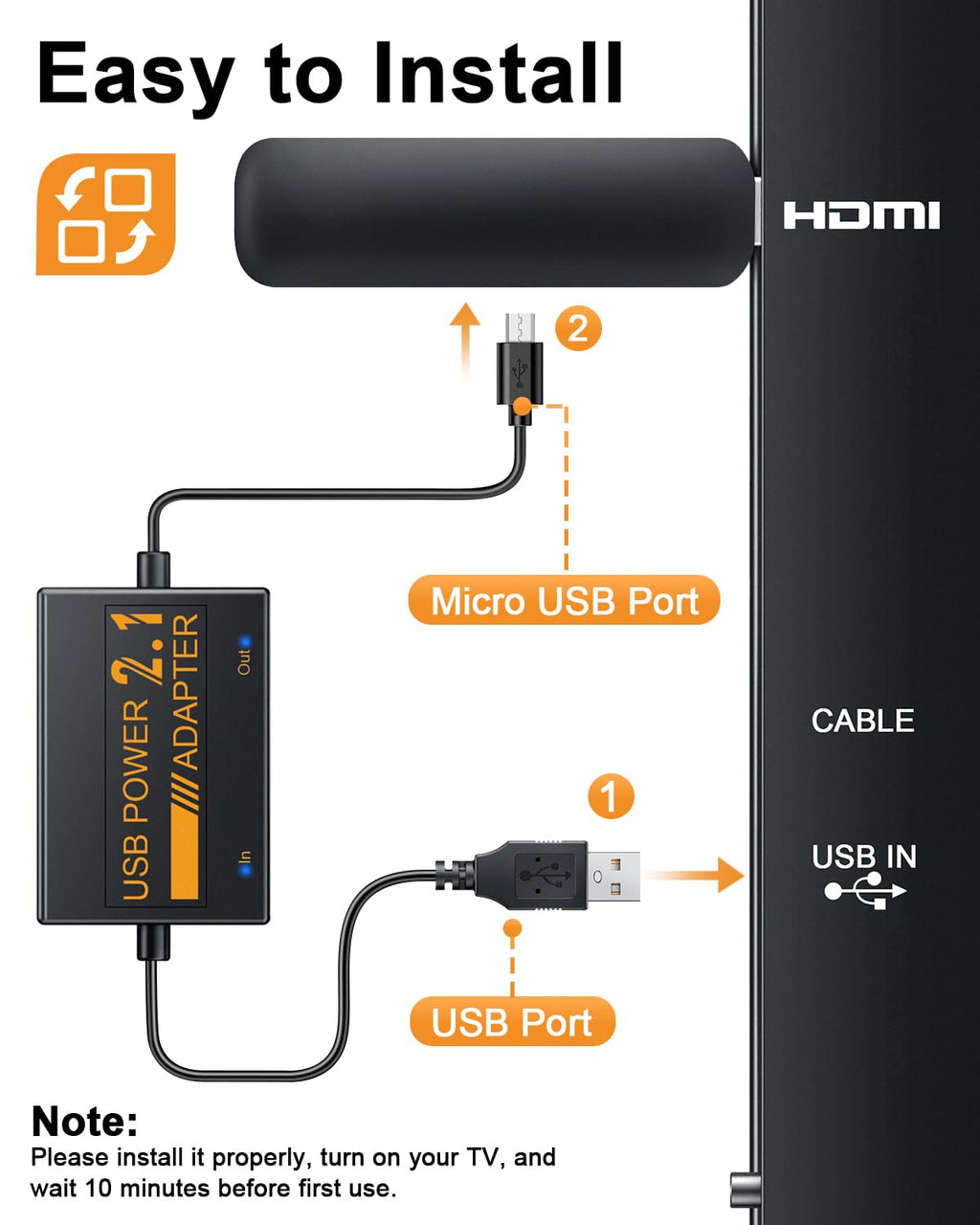 USB Power Cable Adapter for Fire TV Stick B105