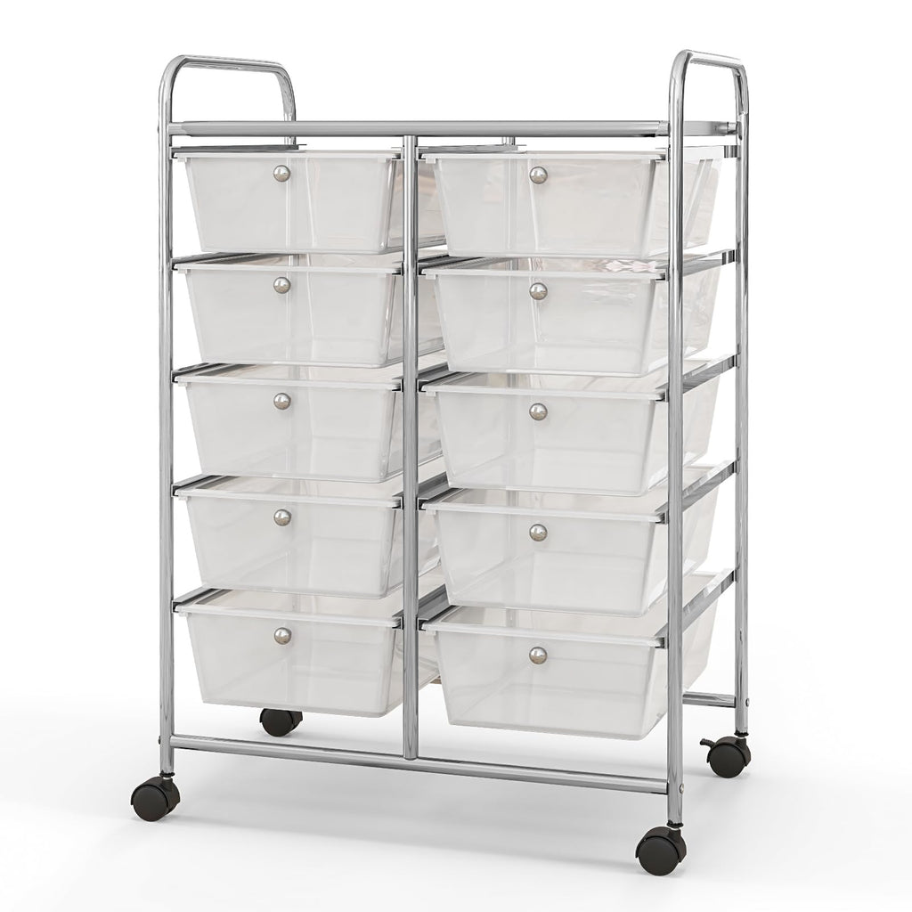 10 Drawer Rolling Storage Cart with Metal Frame L360310