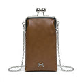 Small Brown Leather Chain Crossbody Bag I817407
