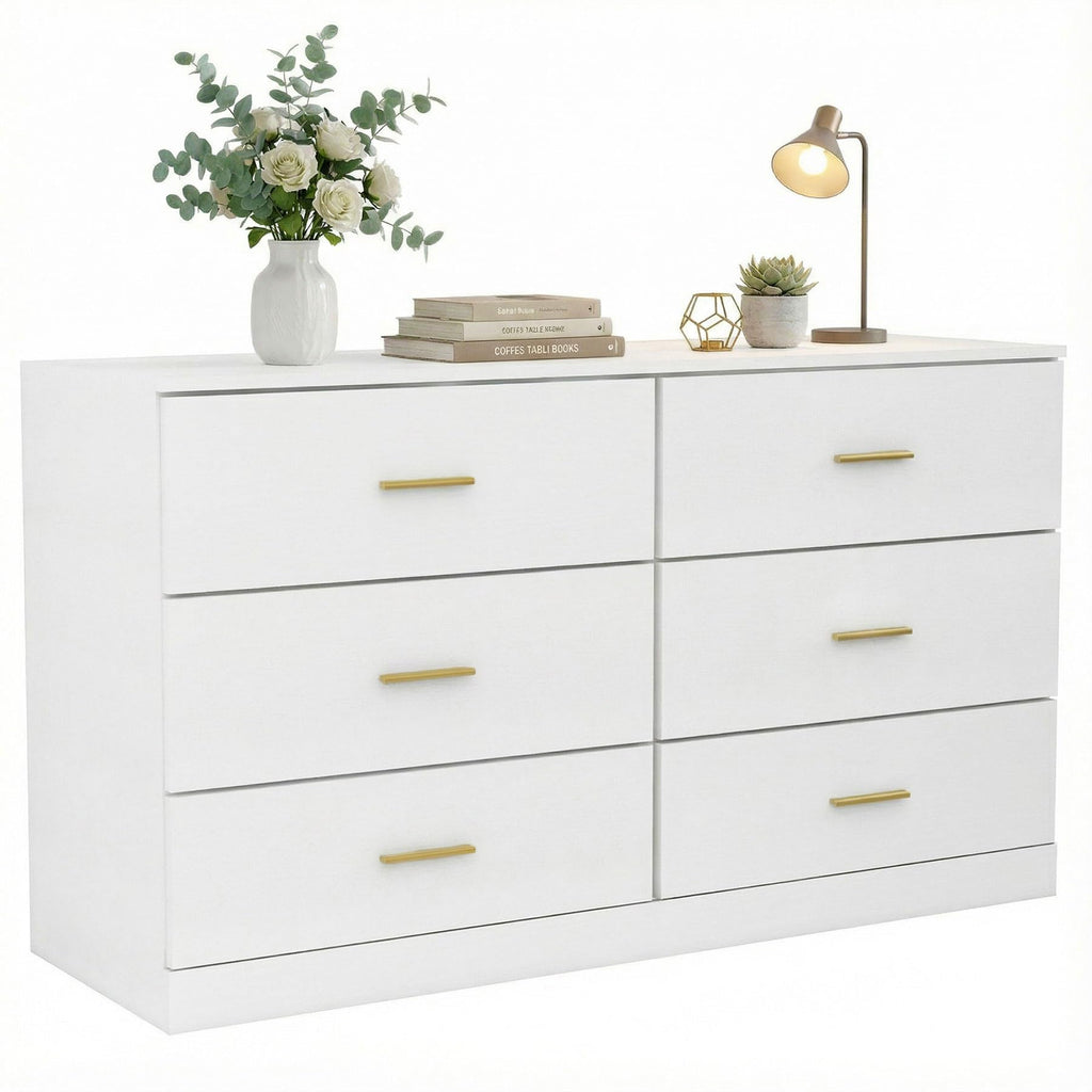 White 6 Drawer Dresser D3670