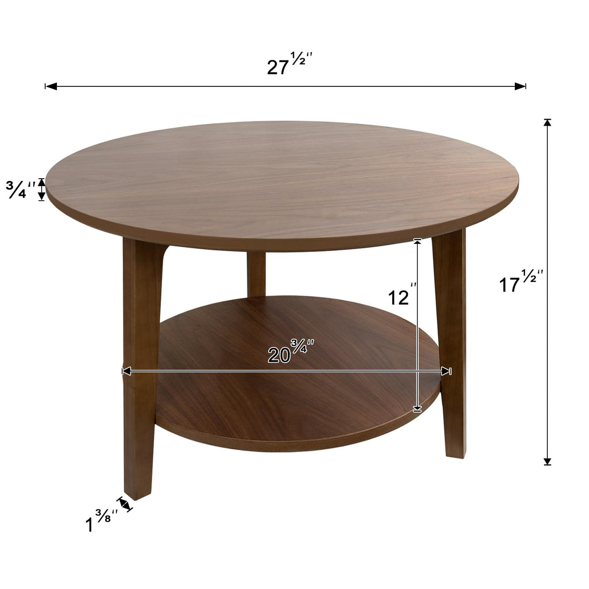 2-Tier Round Wood Coffee Table with Storage Shelf Z764620