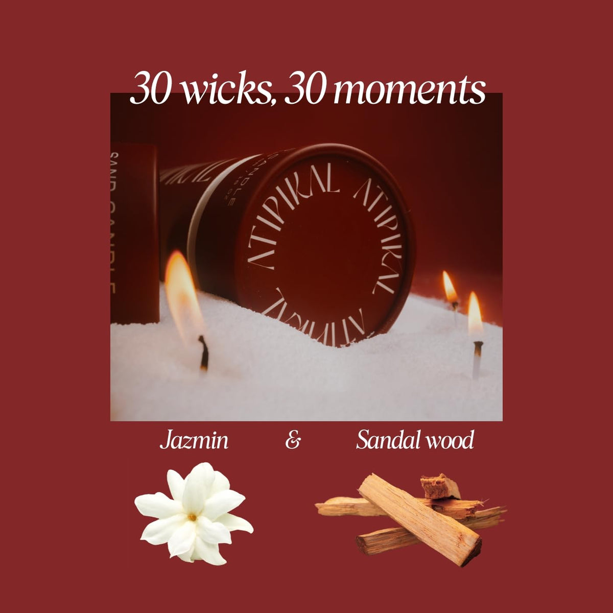 18oz Sand Pearled Candle with 30 Wicks U456