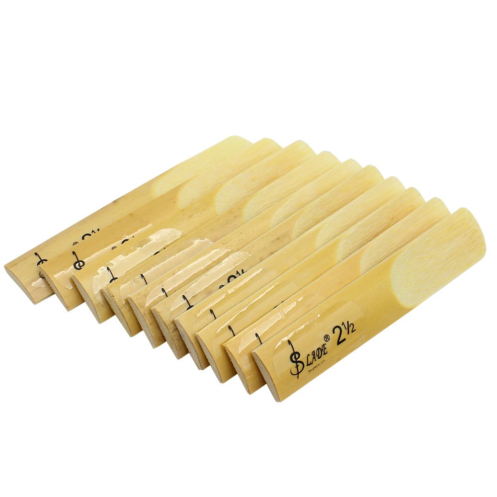 10 Pack Eb Alto Saxophone Reeds 2.5 Strength Bamboo Woodwind Reeds with Storage Case T60330