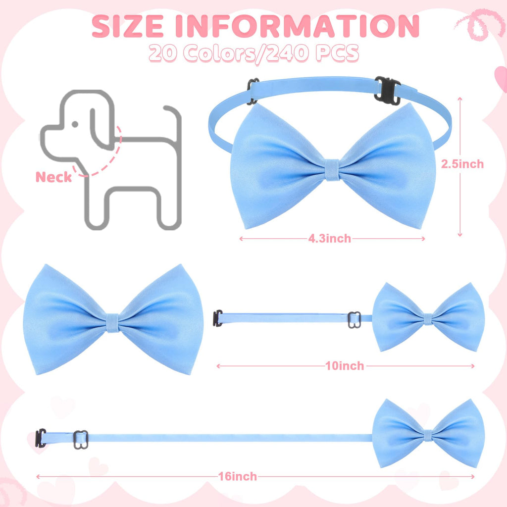 240 Pcs Dog Bow Ties with Adjustable Collar X974
