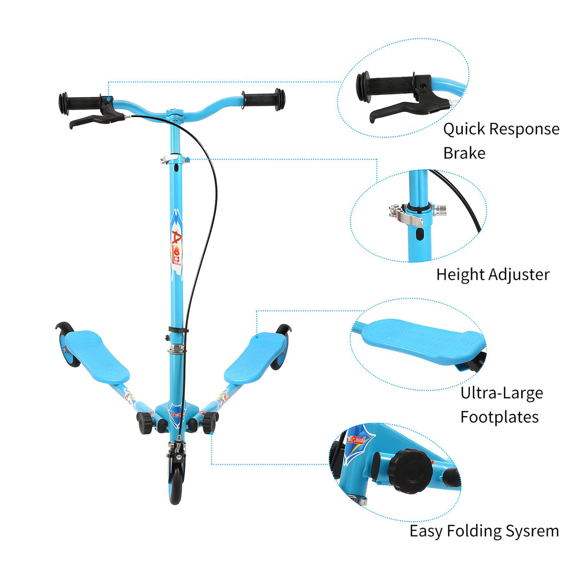 3 Wheels Drifting Scooter with Adjustable Height & Foldable J9700