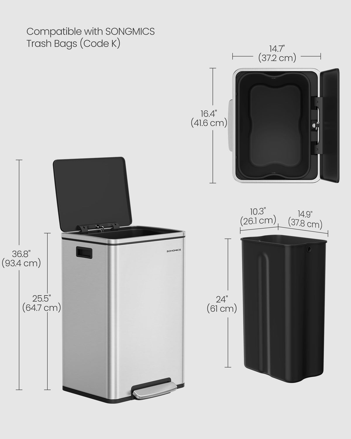 13 Gallon Stainless Steel Trash Can A160550
