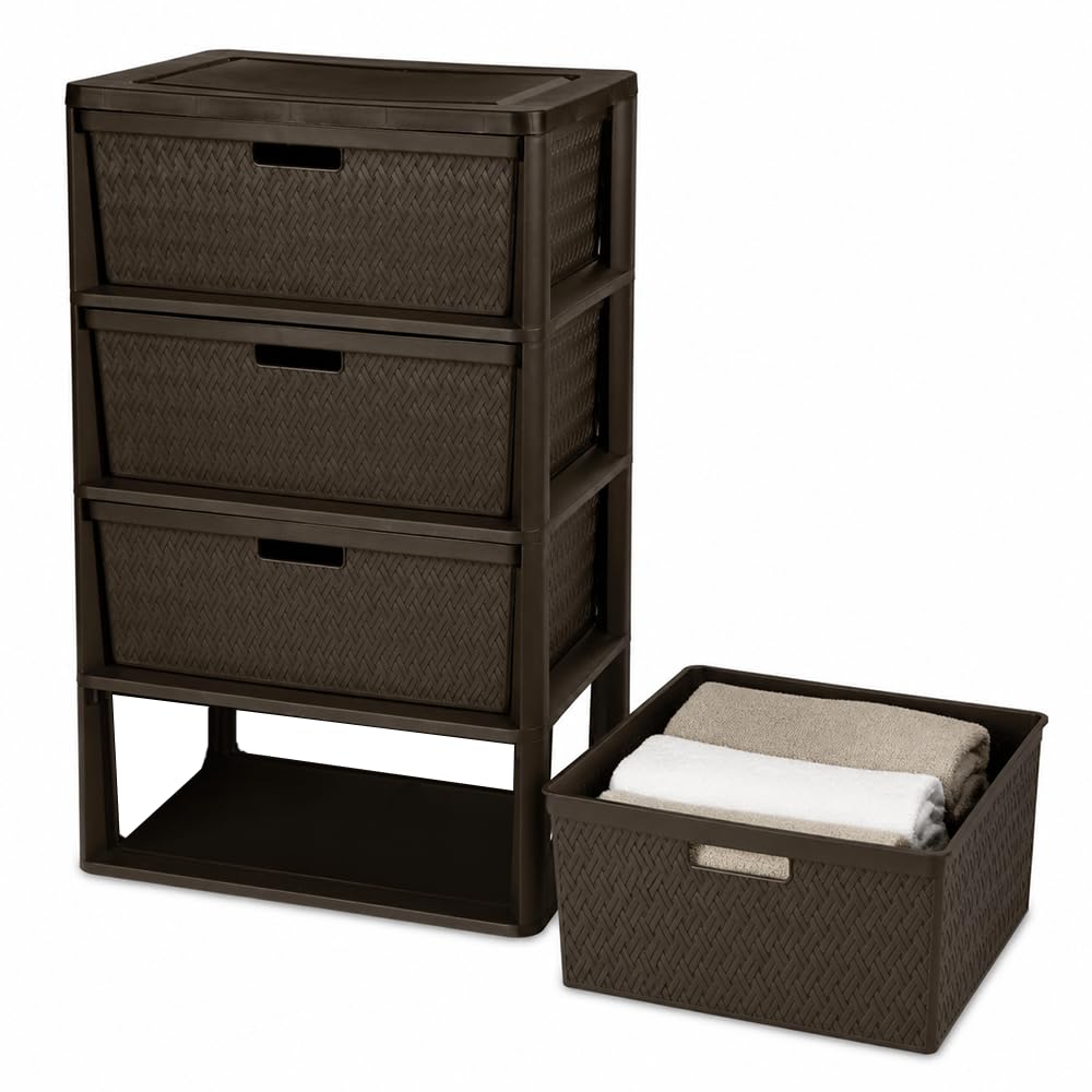 Brown 4 Drawer Plastic Storage Drawers A481