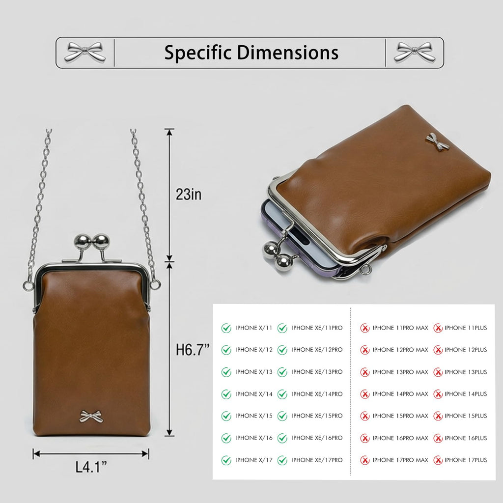 Small Brown Leather Chain Crossbody Bag I817407