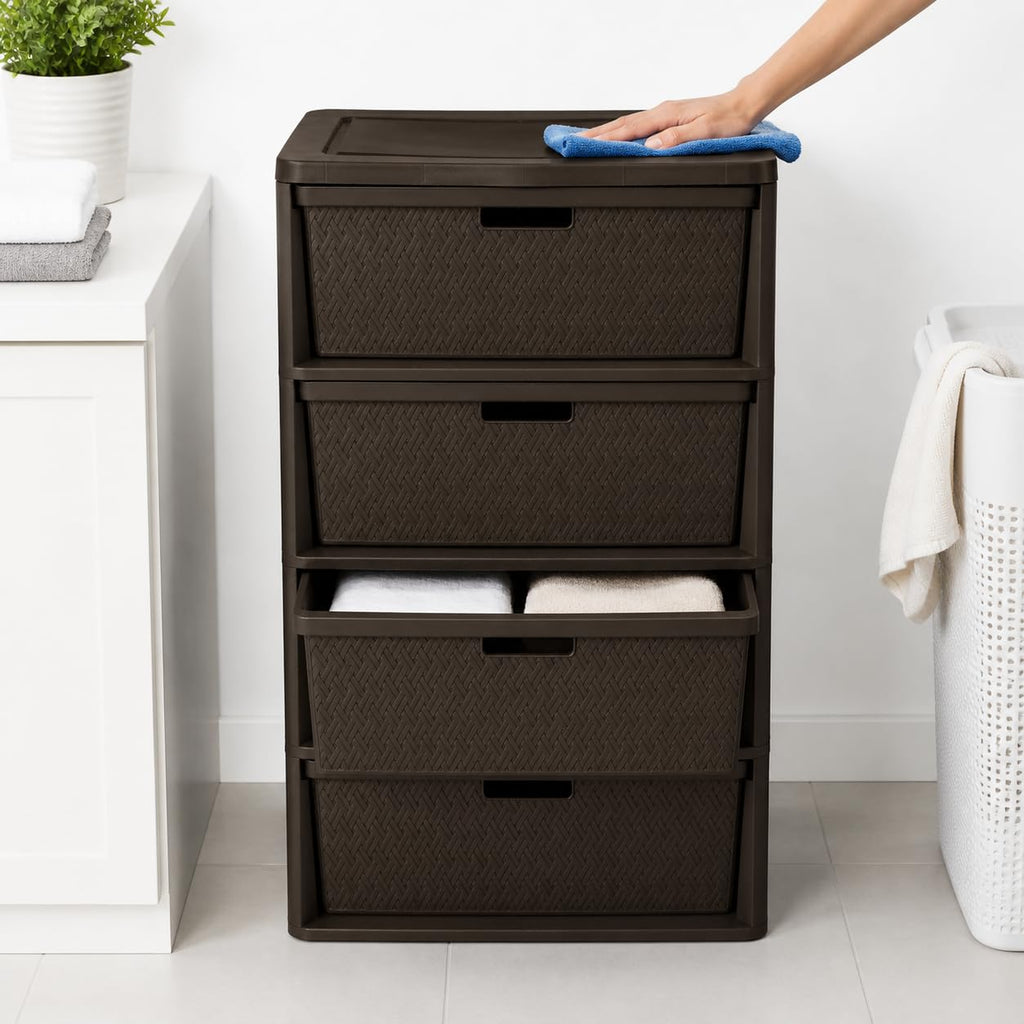 Brown 4 Drawer Plastic Storage Drawers A481