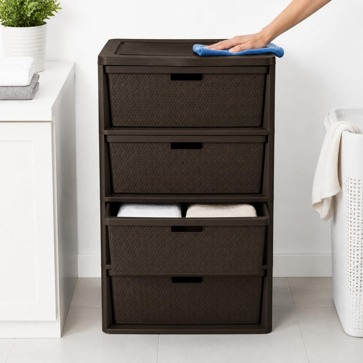 Brown 4 Drawer Plastic Storage Drawers A481