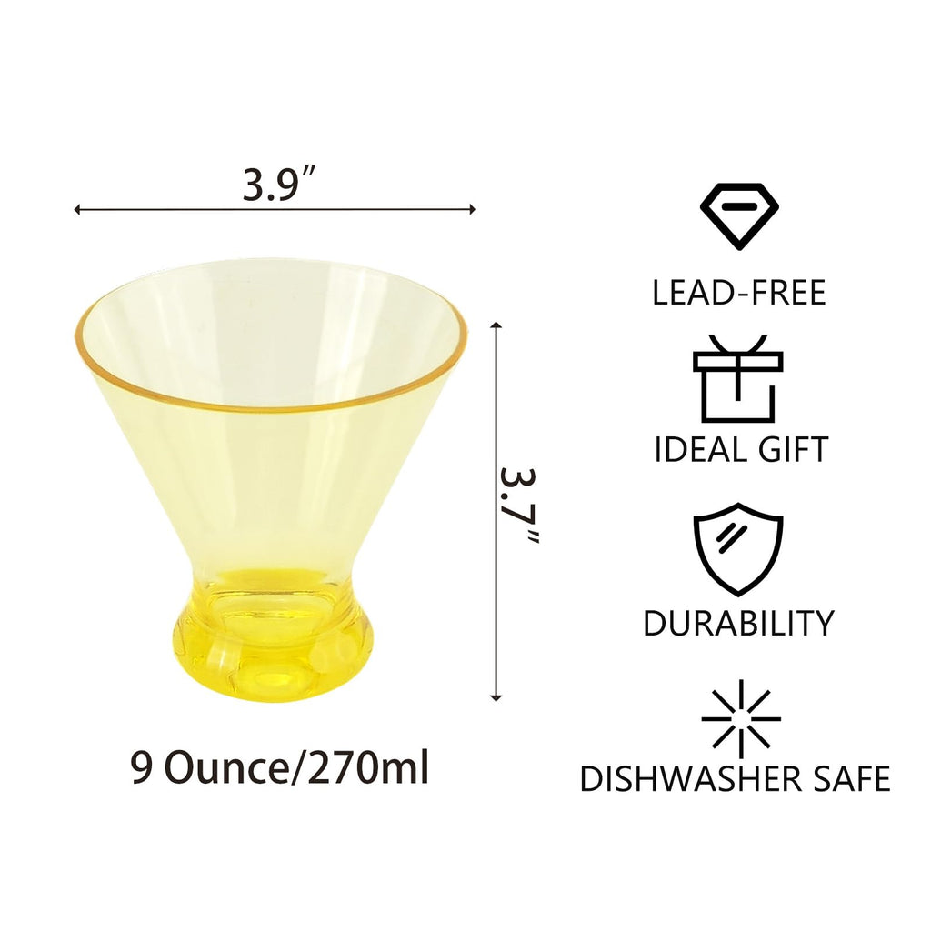 9 oz Stemless Acrylic Martini Glasses Set of 6 X4373