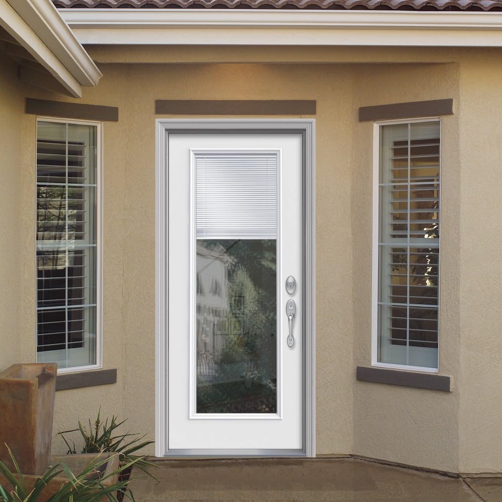 Fiberglass Smooth Primed Left Hand In-Swing Prehung Front Door Full Lite Clear Glass 36" x 80" S130