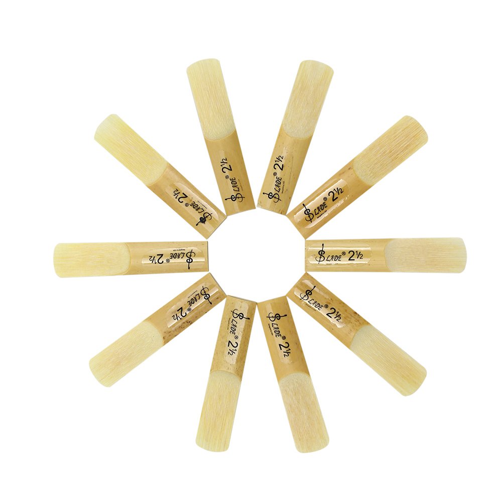 10 Pack Eb Alto Saxophone Reeds 2.5 Strength Bamboo Woodwind Reeds with Storage Case T60330