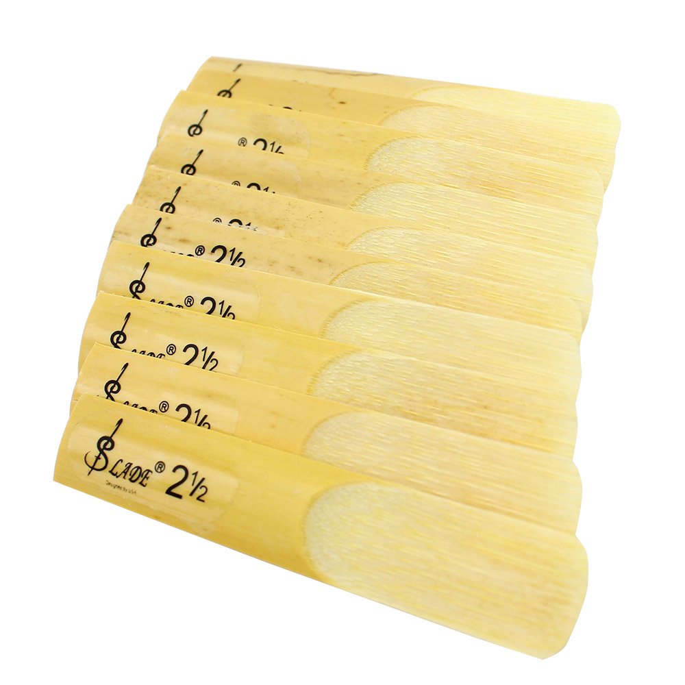 10 Pack Eb Alto Saxophone Reeds 2.5 Strength Bamboo Woodwind Reeds with Storage Case T60330