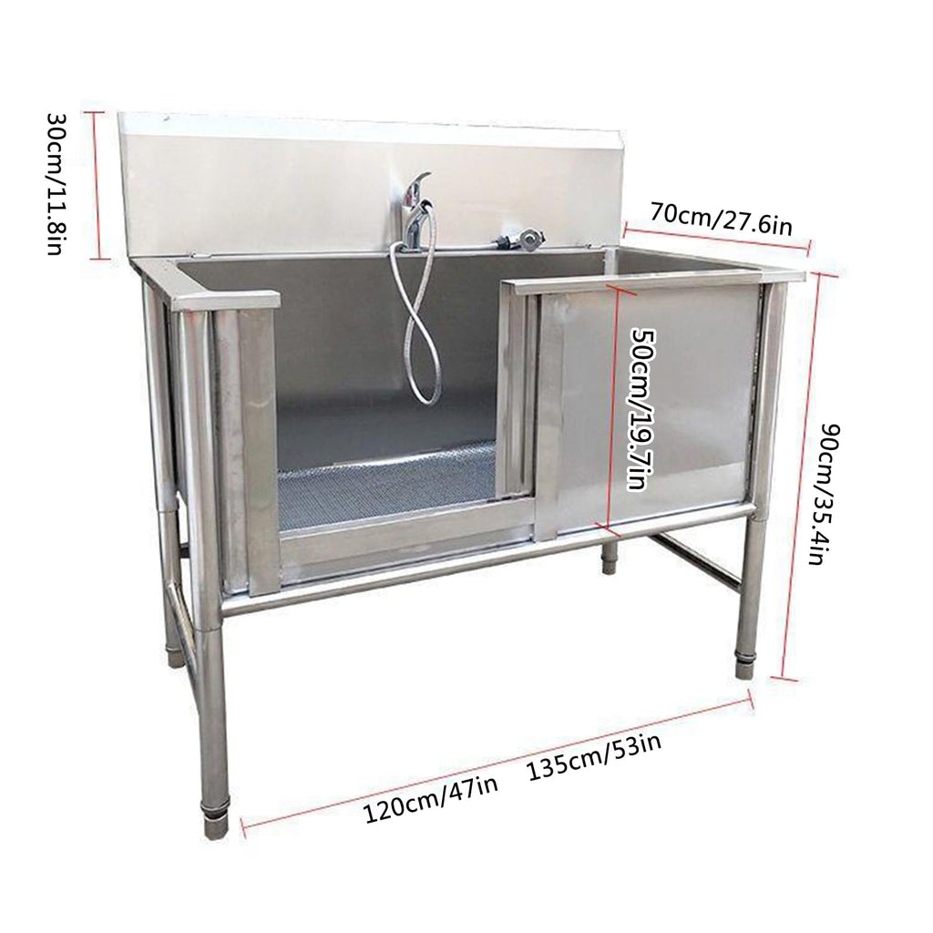 53'' Stainless Steel Pet Grooming Tub with Walk-in Stairs P293