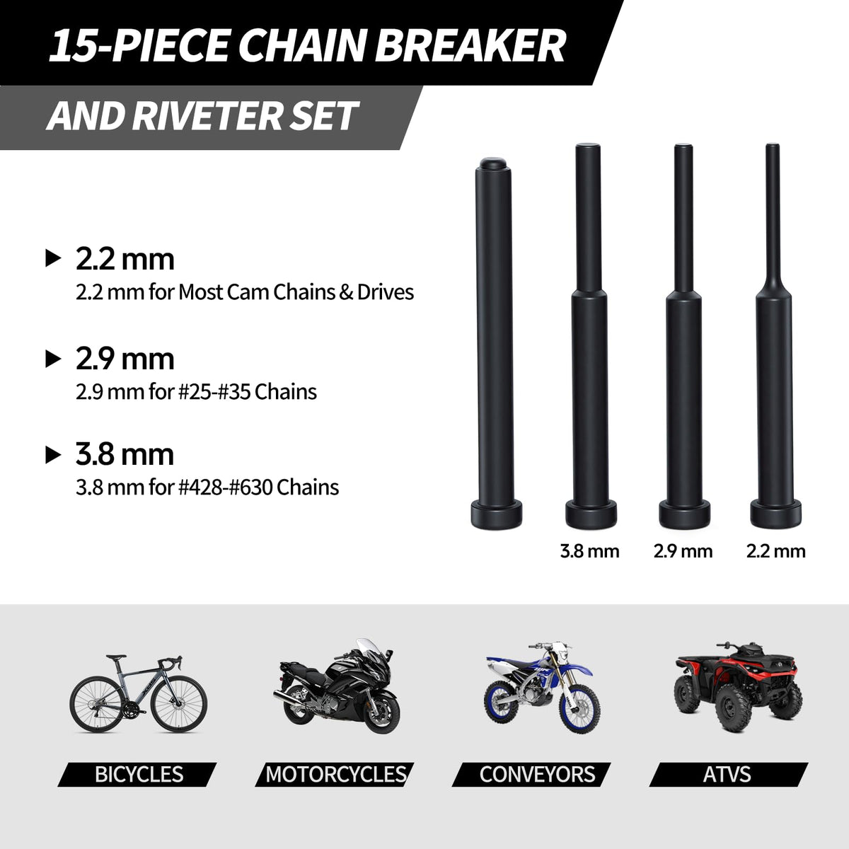 15 Pcs Motorcycle Chain Tool Kit U57522