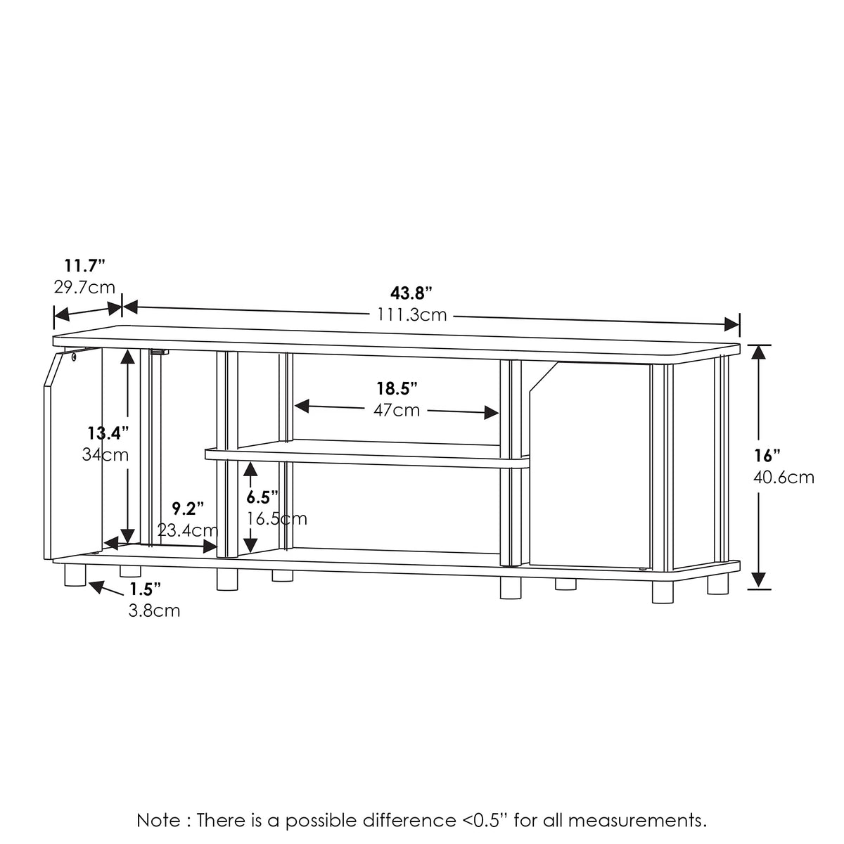 3-Tier TV Stand with Door Cabinets H602