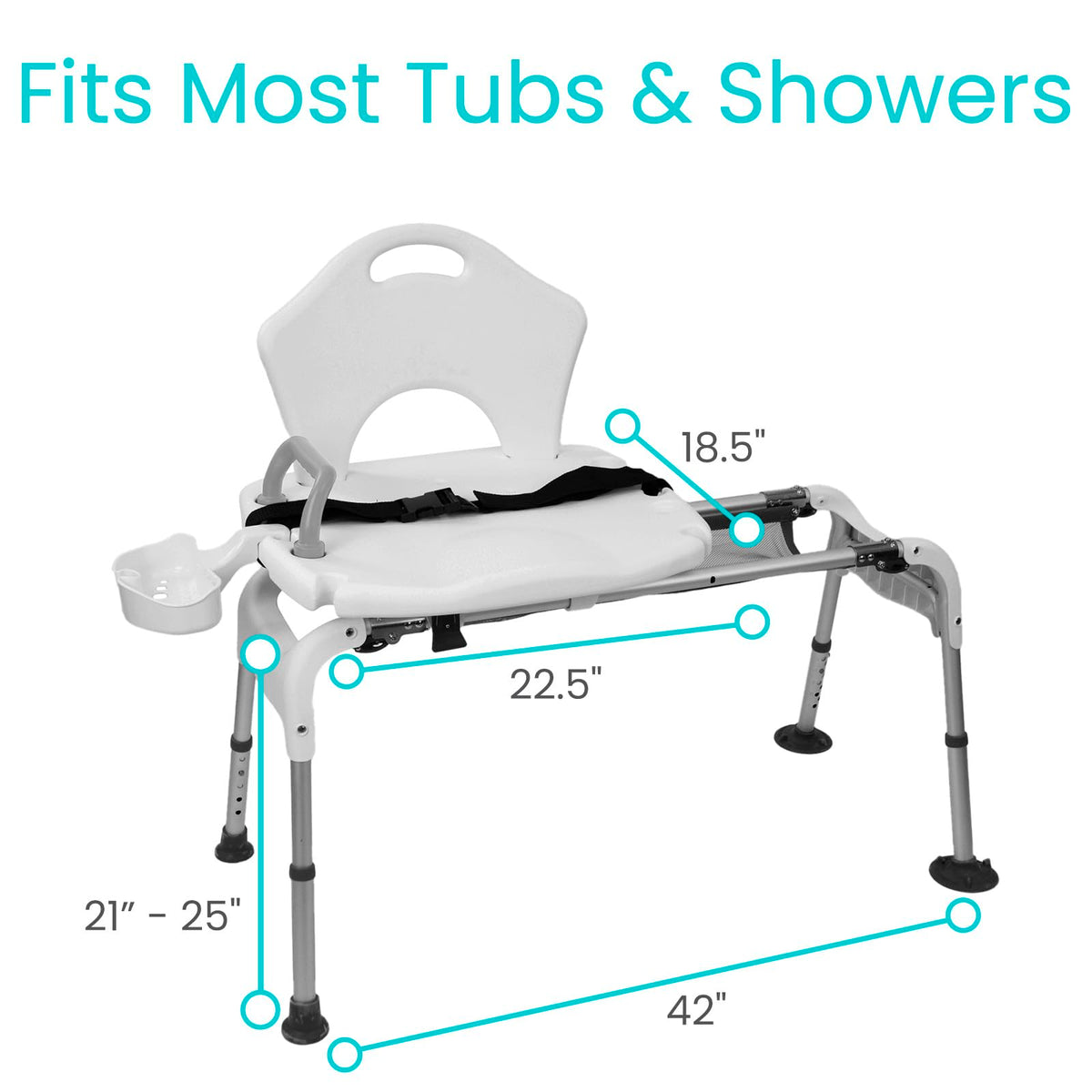 Sliding Shower Chair with Soap Tray and Safety Belt N382