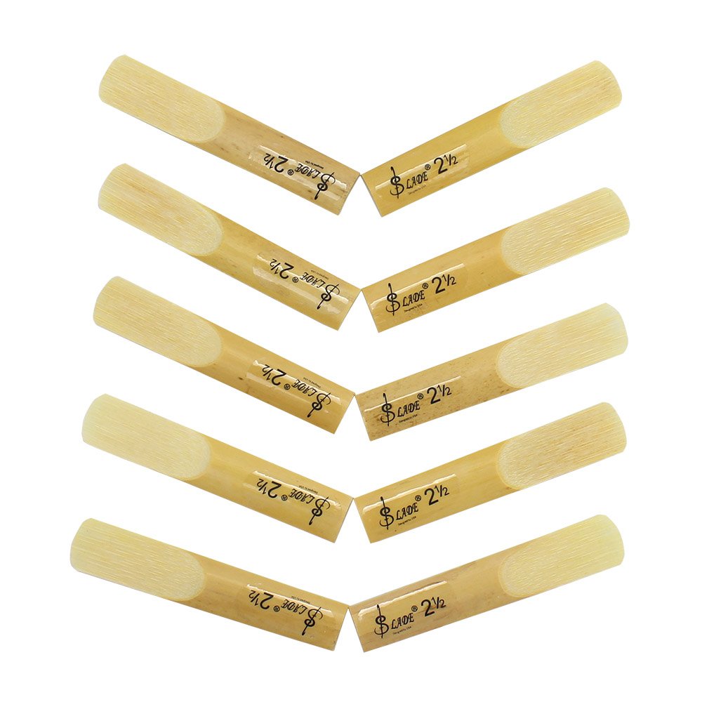 10 Pack Eb Alto Saxophone Reeds 2.5 Strength Bamboo Woodwind Reeds with Storage Case T60330