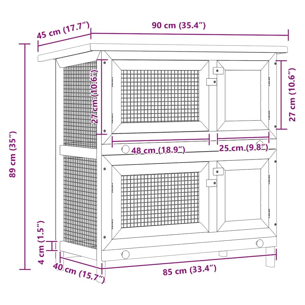 Outdoor Wooden Rabbit Hutch 2-Tier 36 Inch S760228