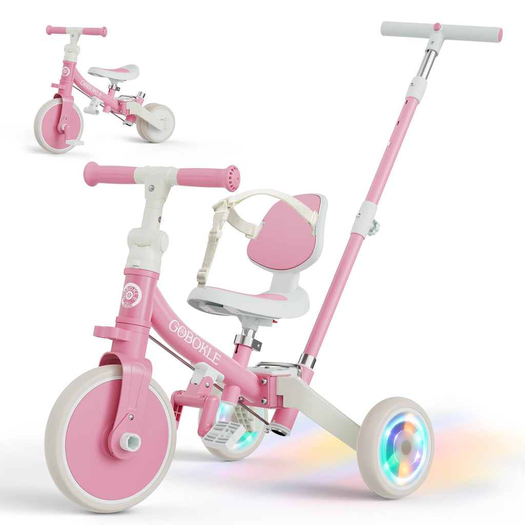 5-in-1 Convertible Toddler Tricycle with Push Handle M74716