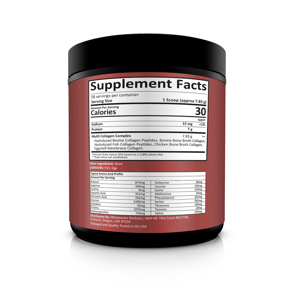 Multi Collagen Peptides Protein Powder, 5 Types Hydrolyzed, Grass-Fed, Non-GMO, Unflavored N925406