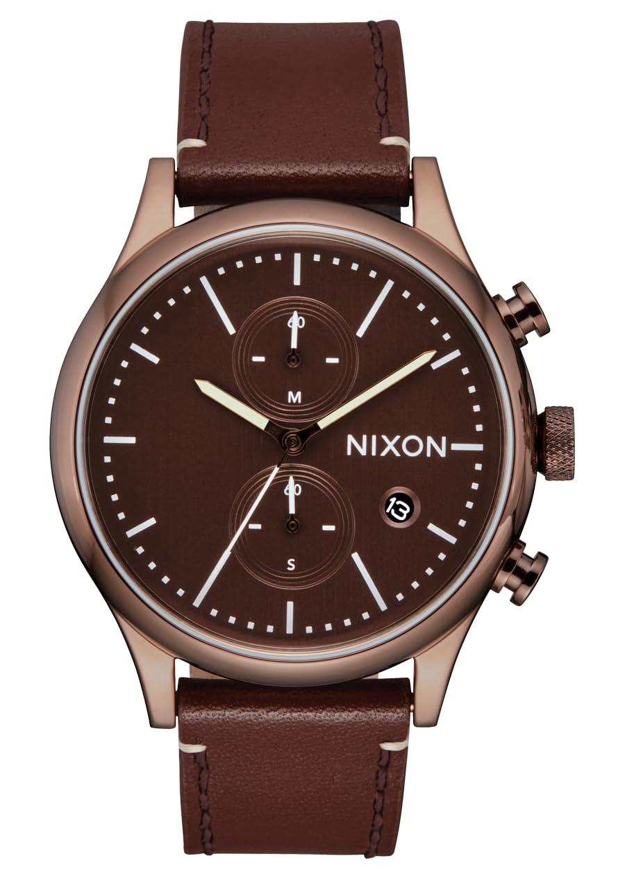 Chocolate Brown Leather Chrono Watch F67396