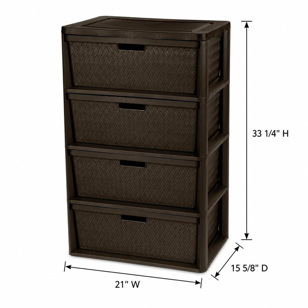 Brown 4 Drawer Plastic Storage Drawers A481