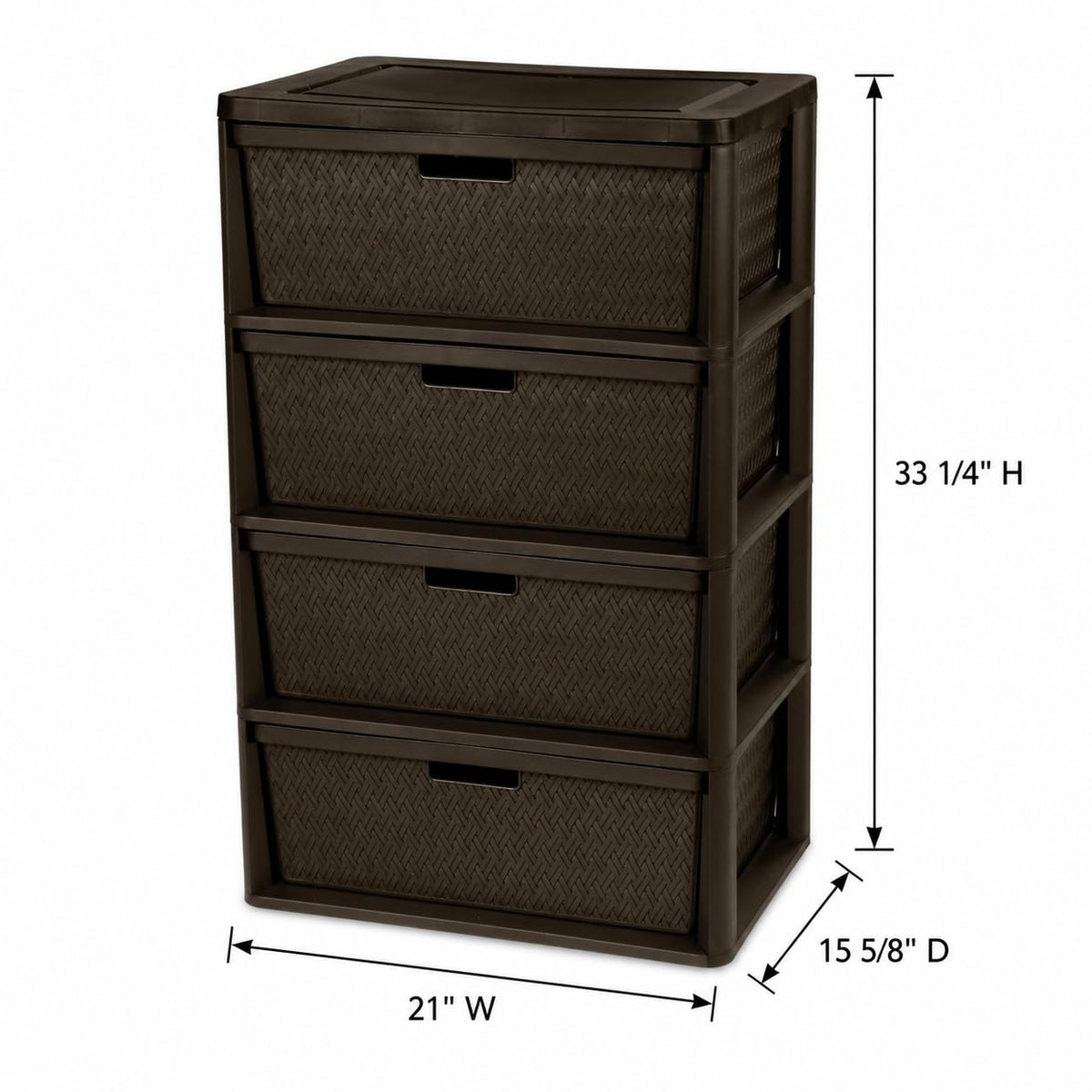 Brown 4 Drawer Plastic Storage Drawers A481