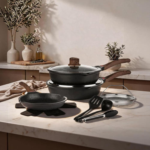 12 Pc Nonstick Deep Frying Pan Cookware Set N418117