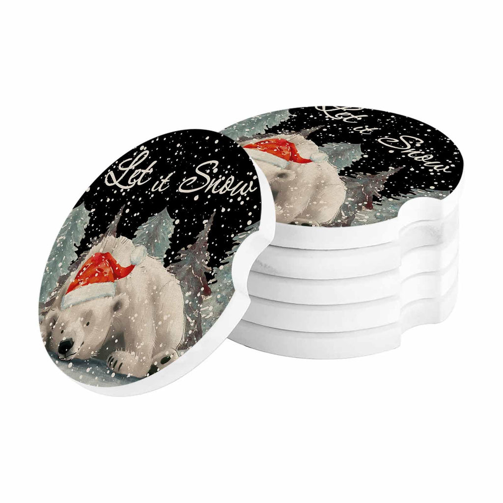 Black Ceramic Car Coasters 6 Piece Set H574675