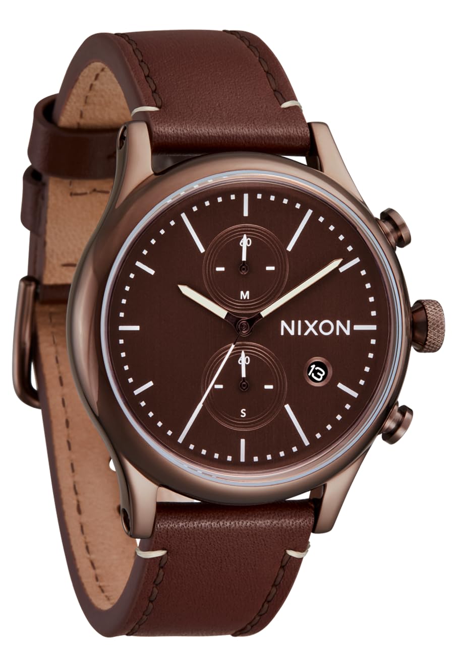 Chocolate Brown Leather Chrono Watch F67396