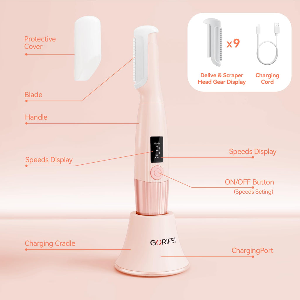 Pink Rechargeable Facial Razor with 8 Blades H4667