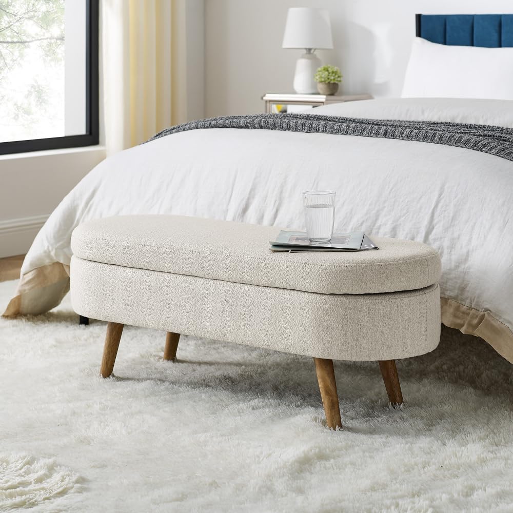 Oval Storage Bench with Rubber Wood Legs J4454