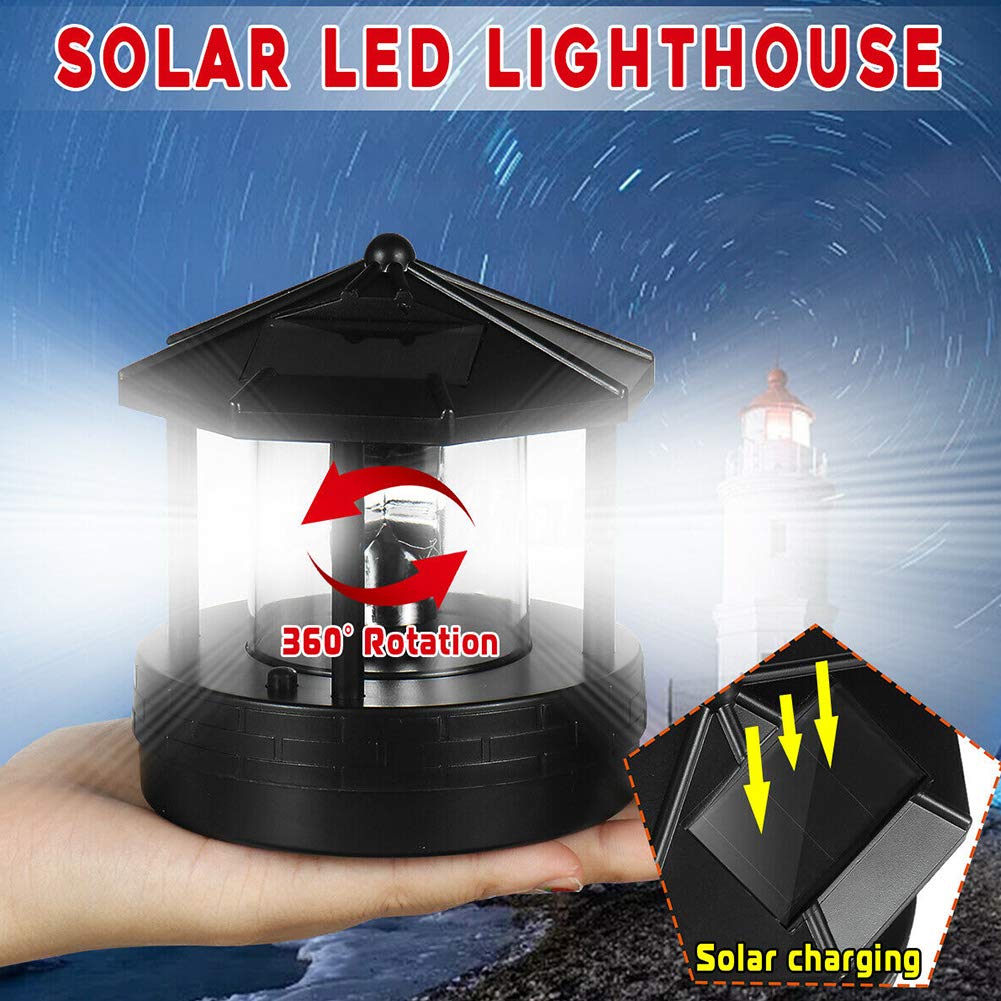 Solar Lighthouse Lamp 360° Rotatable LED IP44 Waterproof U7131