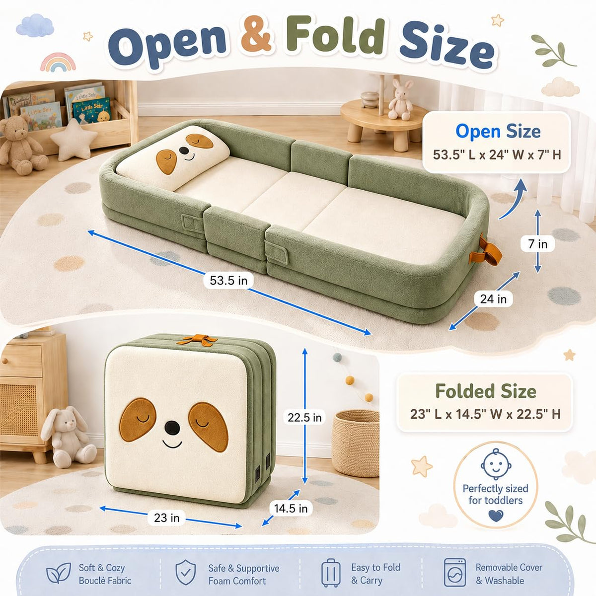 Foldable Portable Toddler Travel Bed with Pillow V63972