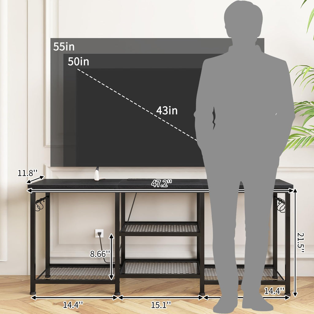 Black TV Stand with Outlets F689641