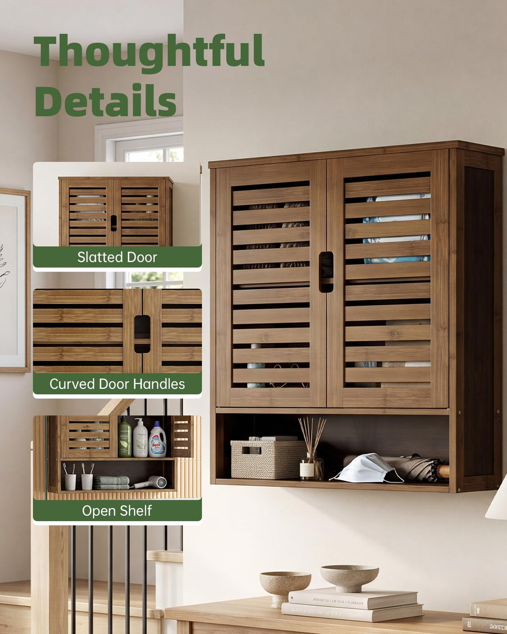 Bamboo Over-The-Toilet Storage Cabinet with 2 Door I4069
