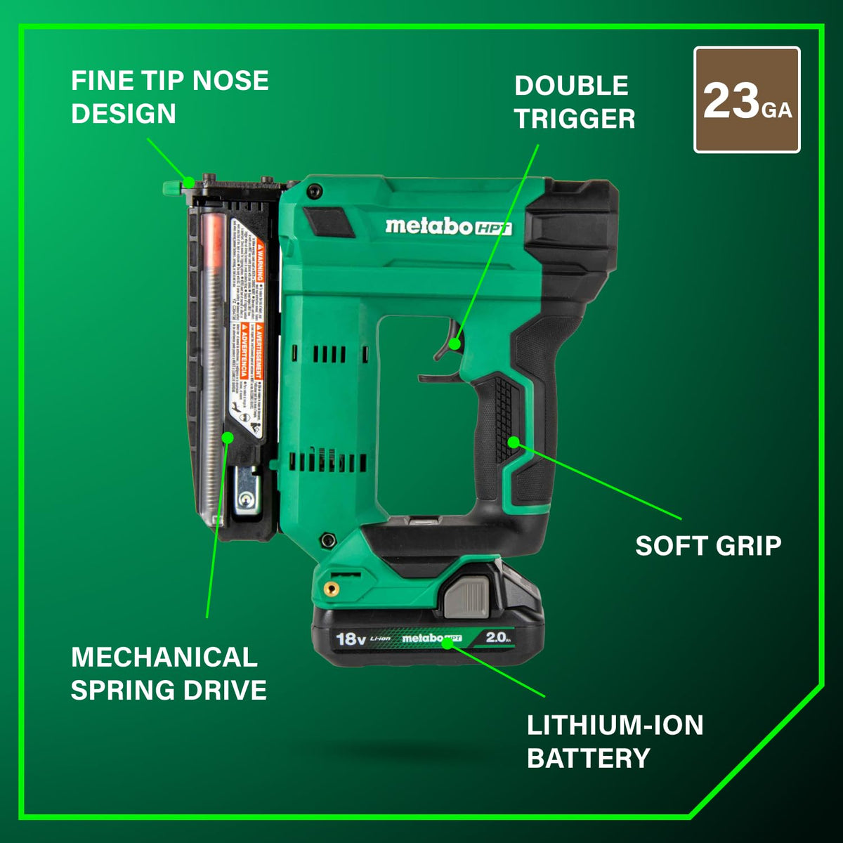 23 Gauge Cordless Pin Nailer Kit D53654