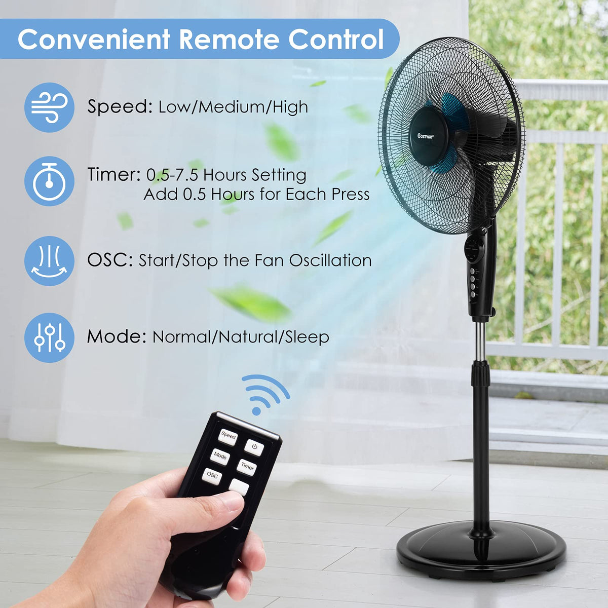 16-Inch Oscillating Pedestal Fan A613008