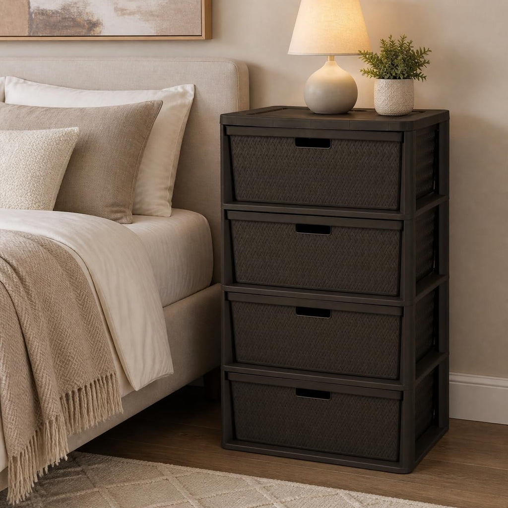 Brown 4 Drawer Plastic Storage Drawers A481