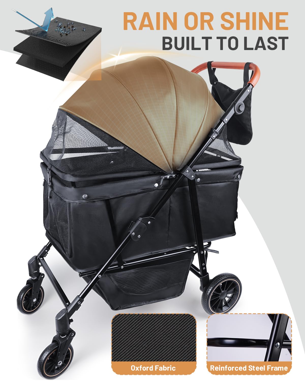 Foldable Ventilated Dog Stroller with Canopy N281