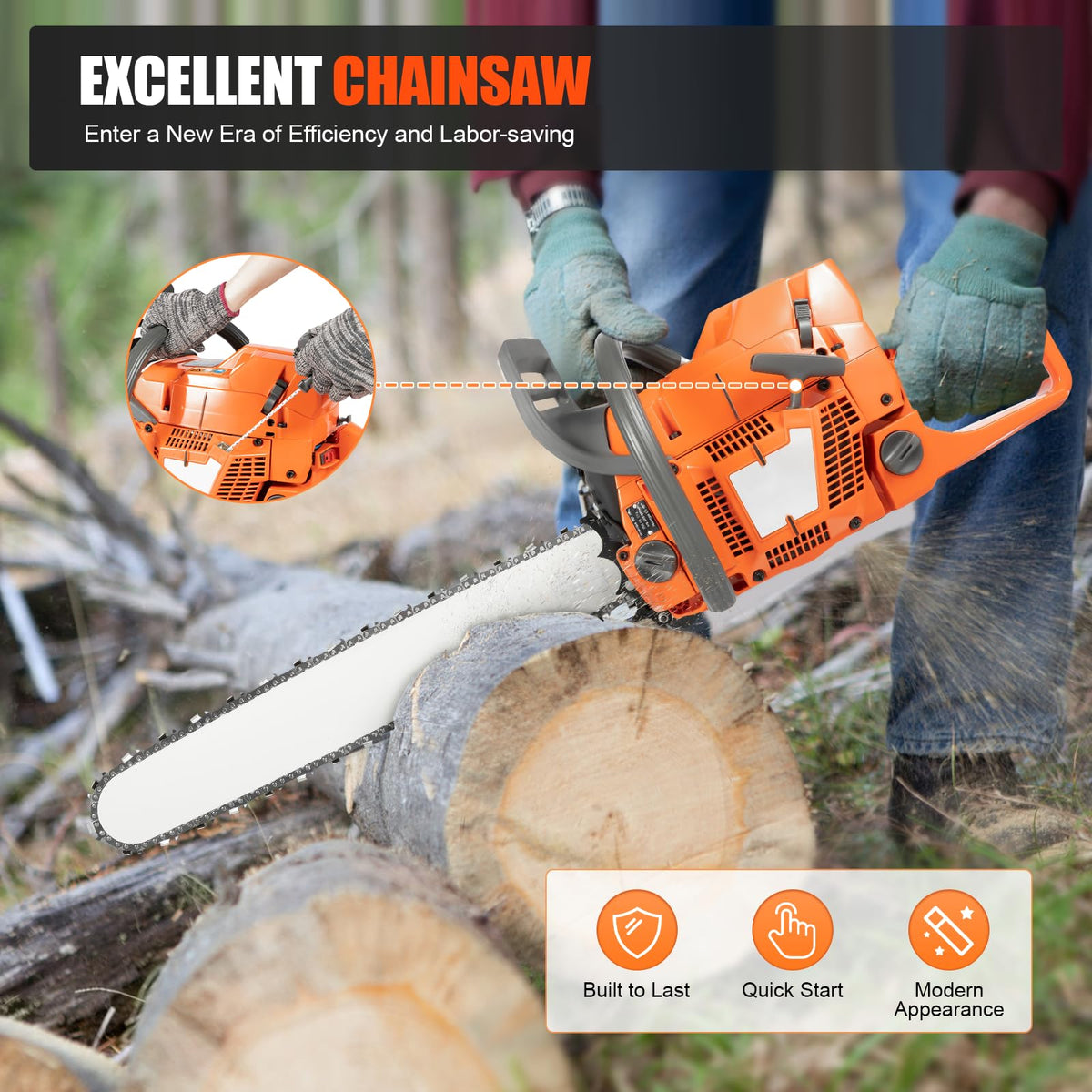 72CC 24inch 2-Cycle Gas Powered Chainsaw P478144